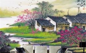 Làng quê- tranh vẽ mực tàu
